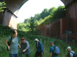 Emerging from under the arches